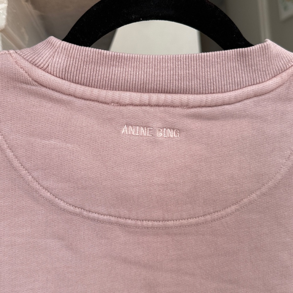 NWT Anine Bing Tyler Satin Block Letter Logo Oversized Pullover Sweatshirt Top M - Picture 6 of 11